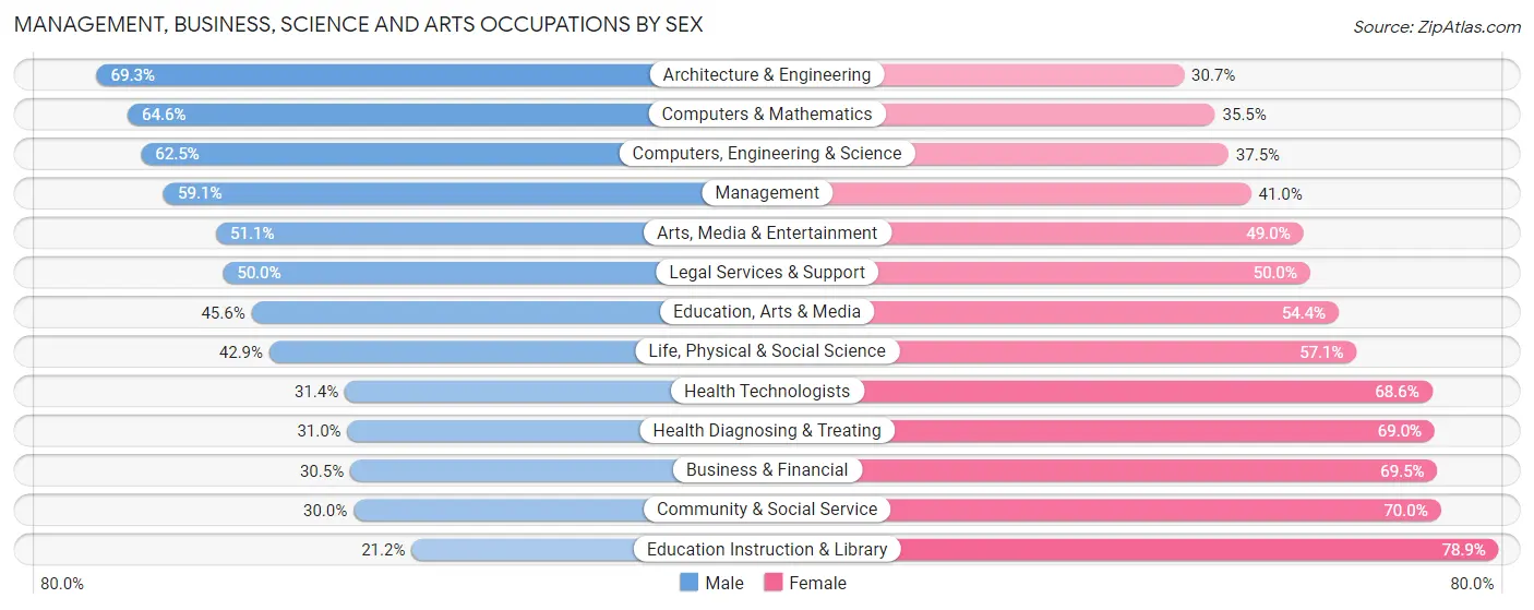 Management, Business, Science and Arts Occupations by Sex in Salem County