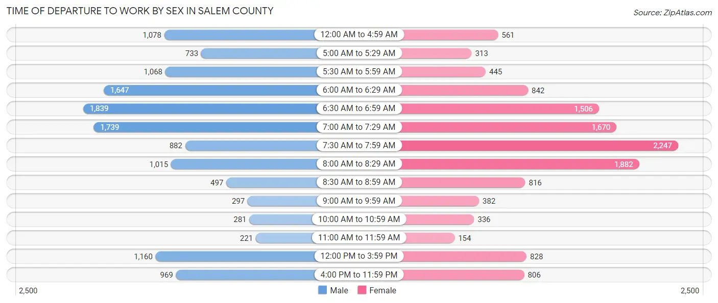 Time of Departure to Work by Sex in Salem County