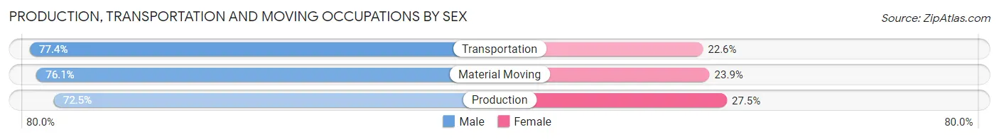 Production, Transportation and Moving Occupations by Sex in Chaves County