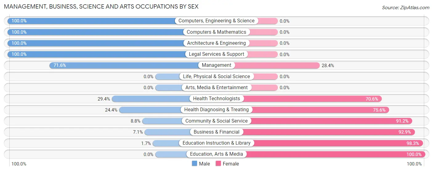 Management, Business, Science and Arts Occupations by Sex in Hidalgo County