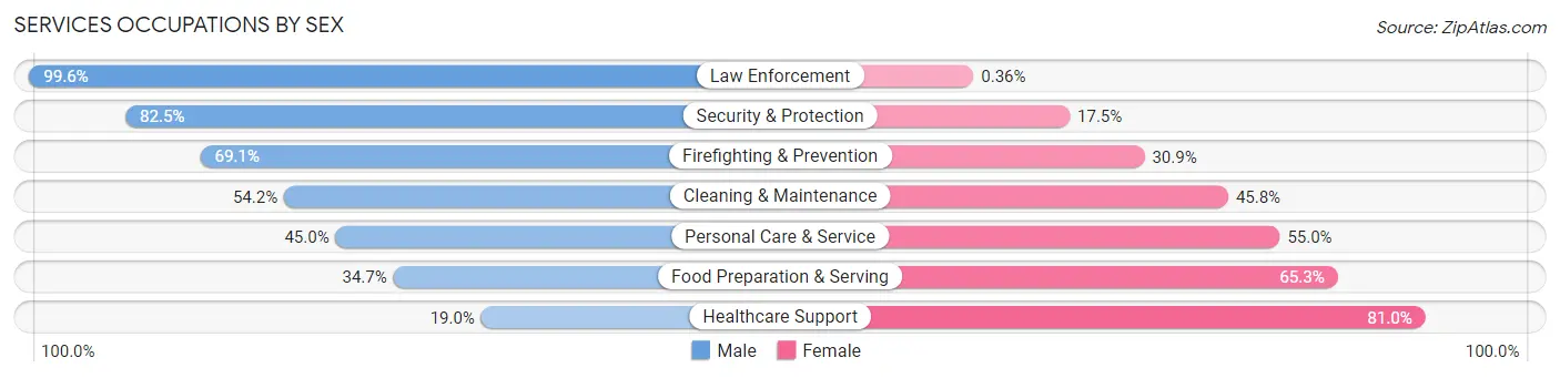 Services Occupations by Sex in Rio Arriba County
