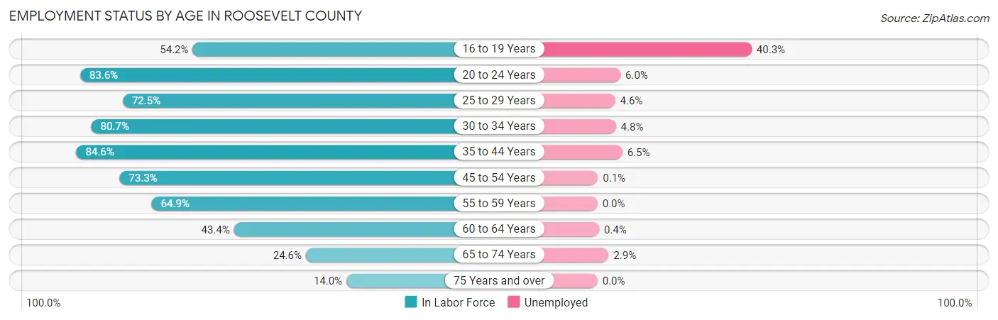 Employment Status by Age in Roosevelt County