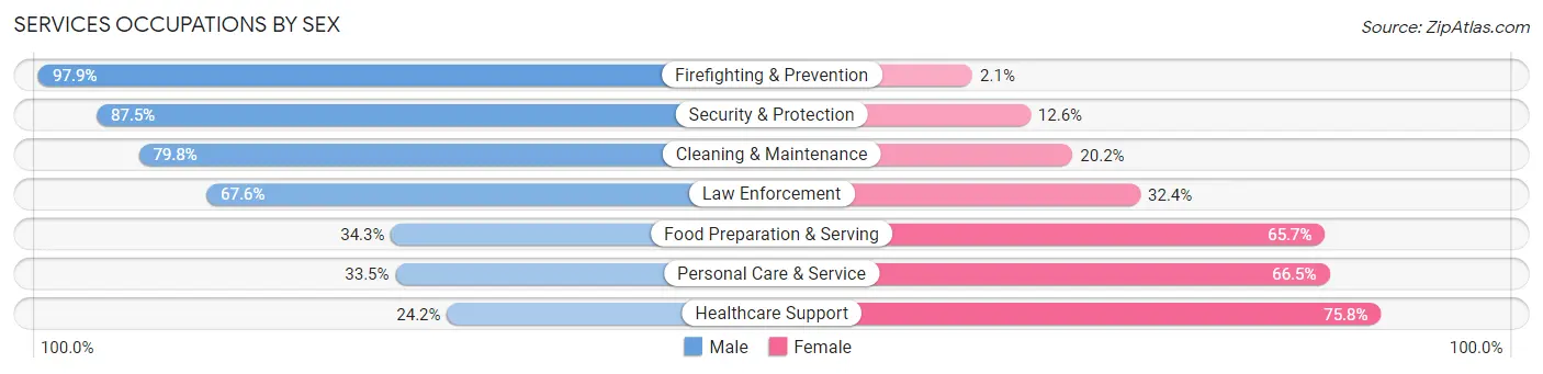 Services Occupations by Sex in San Miguel County