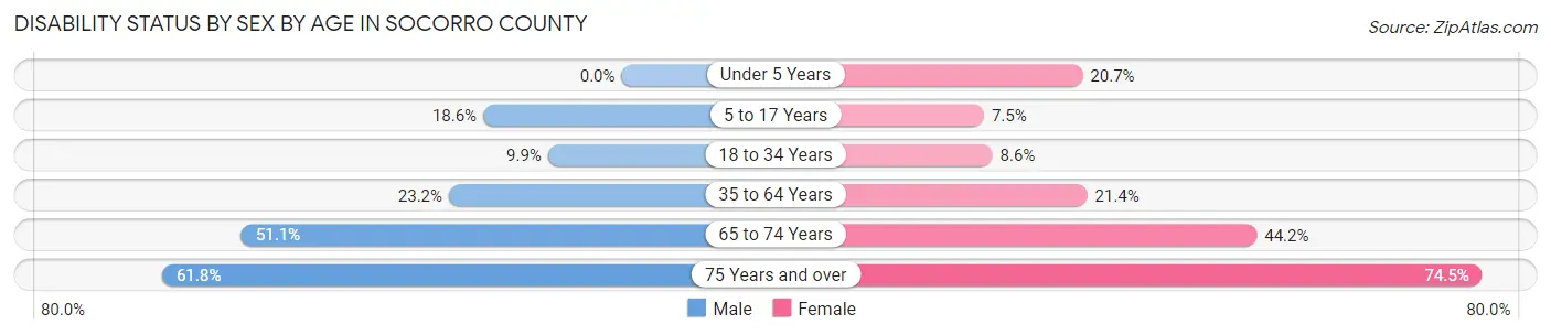 Disability Status by Sex by Age in Socorro County