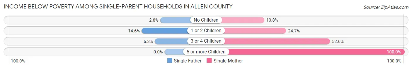 Income Below Poverty Among Single-Parent Households in Allen County