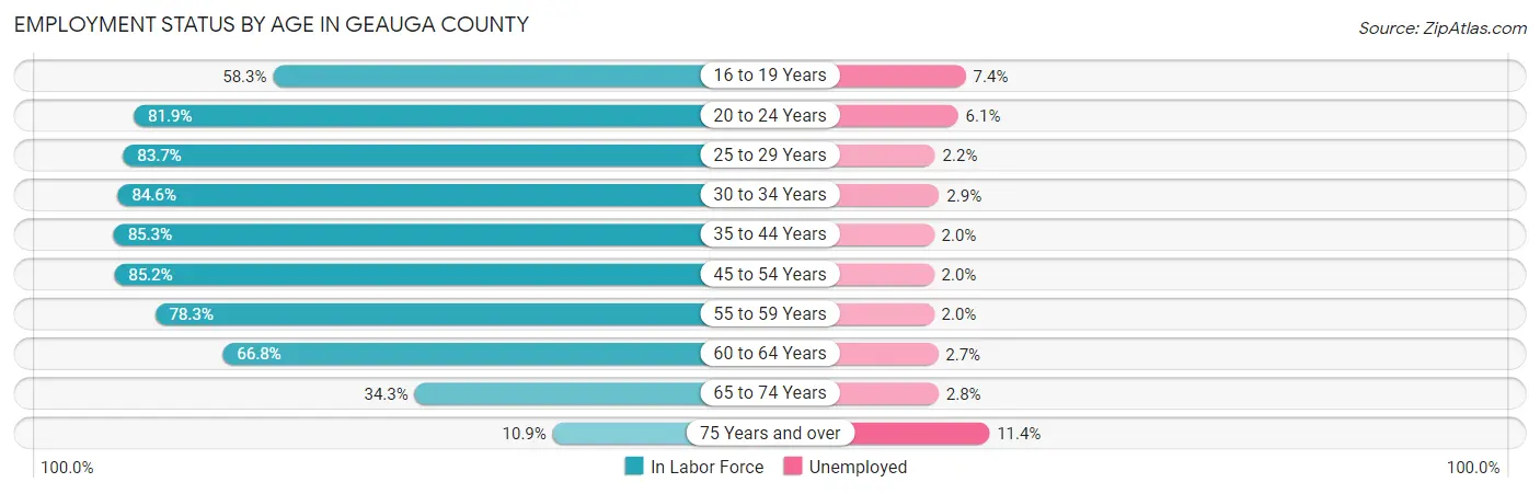 Employment Status by Age in Geauga County