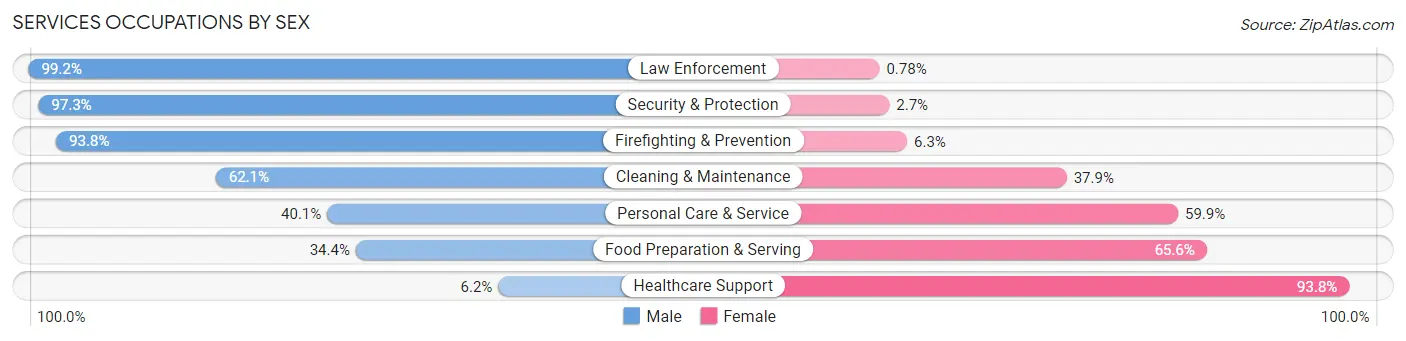 Services Occupations by Sex in McClain County