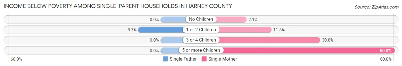 Income Below Poverty Among Single-Parent Households in Harney County