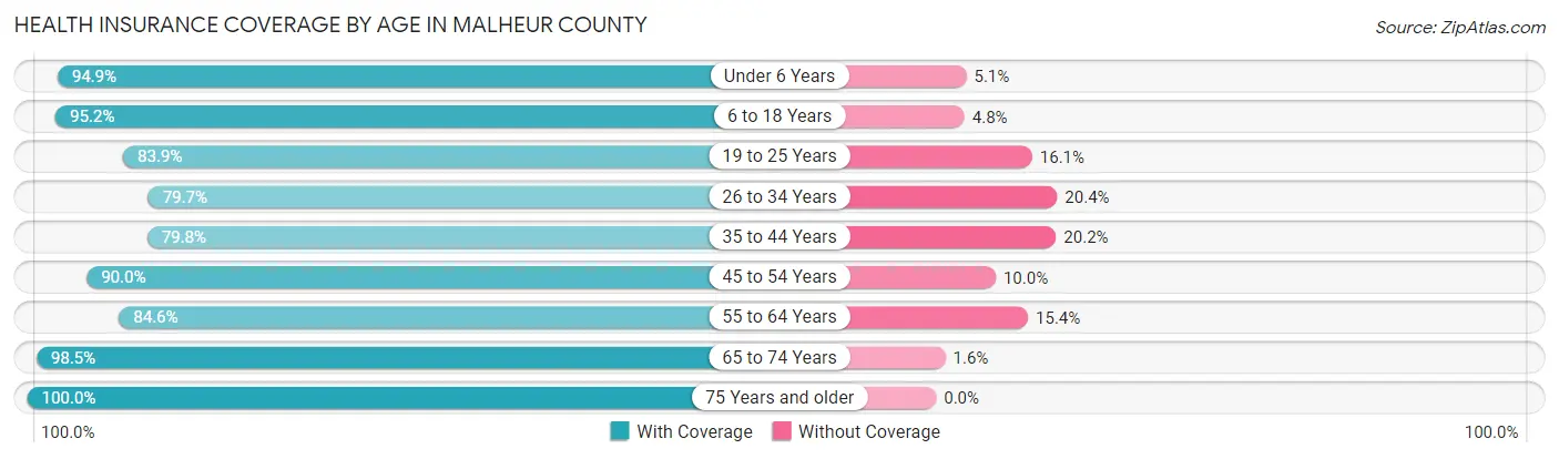 Health Insurance Coverage by Age in Malheur County