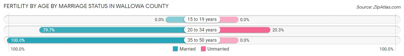 Female Fertility by Age by Marriage Status in Wallowa County