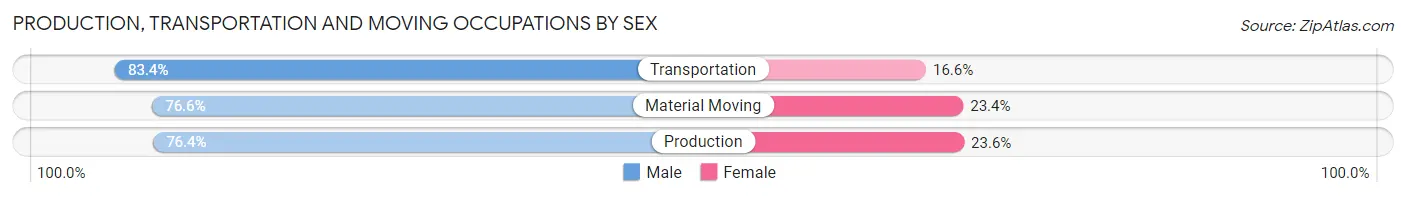 Production, Transportation and Moving Occupations by Sex in Allegheny County