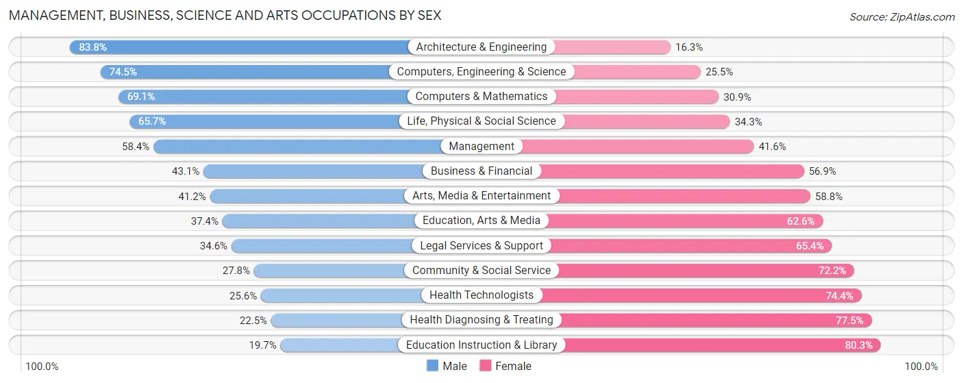 Management, Business, Science and Arts Occupations by Sex in Blair County