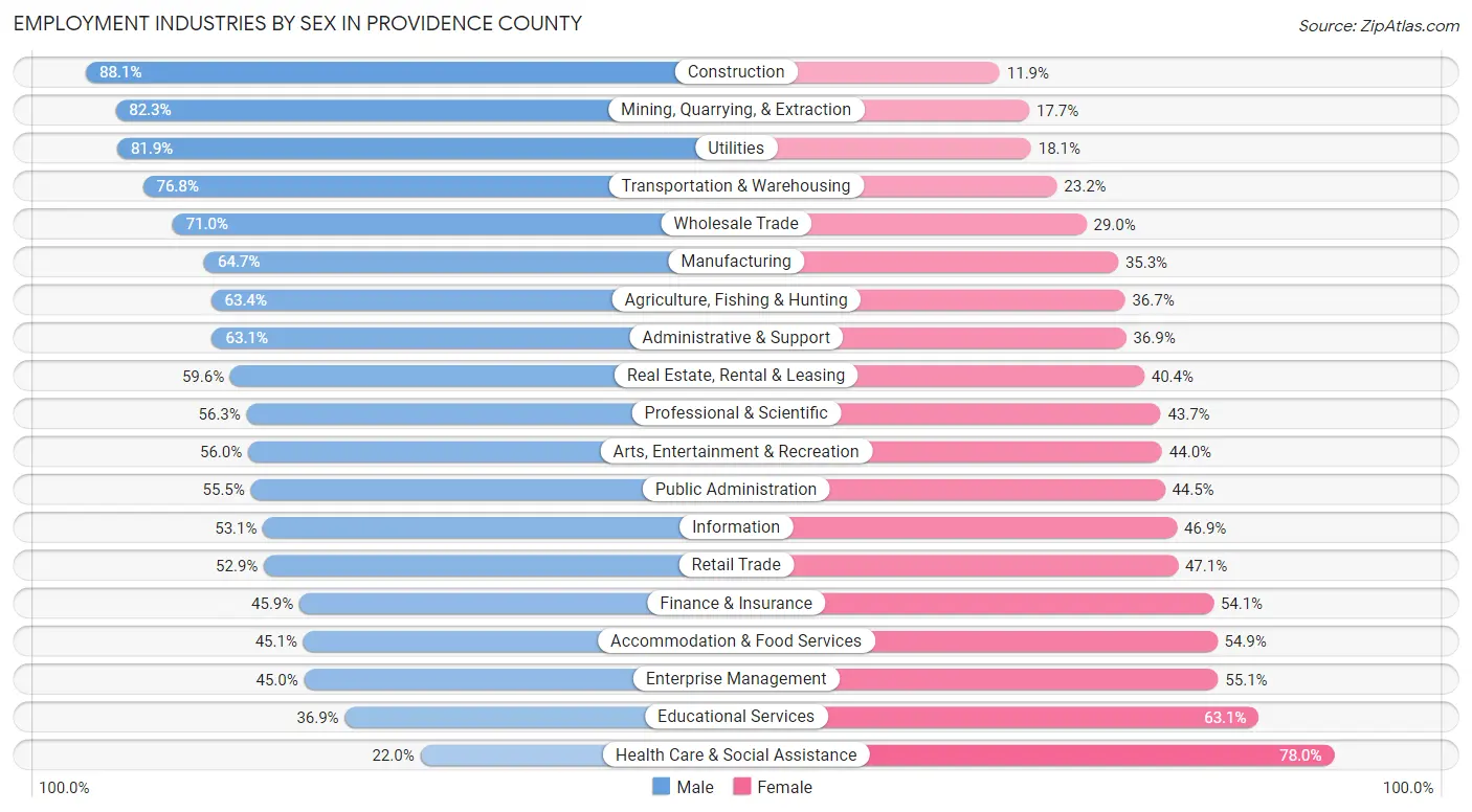 Employment Industries by Sex in Providence County