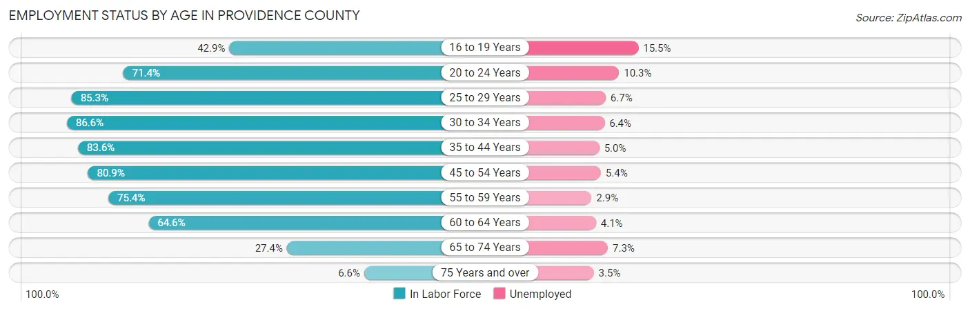 Employment Status by Age in Providence County