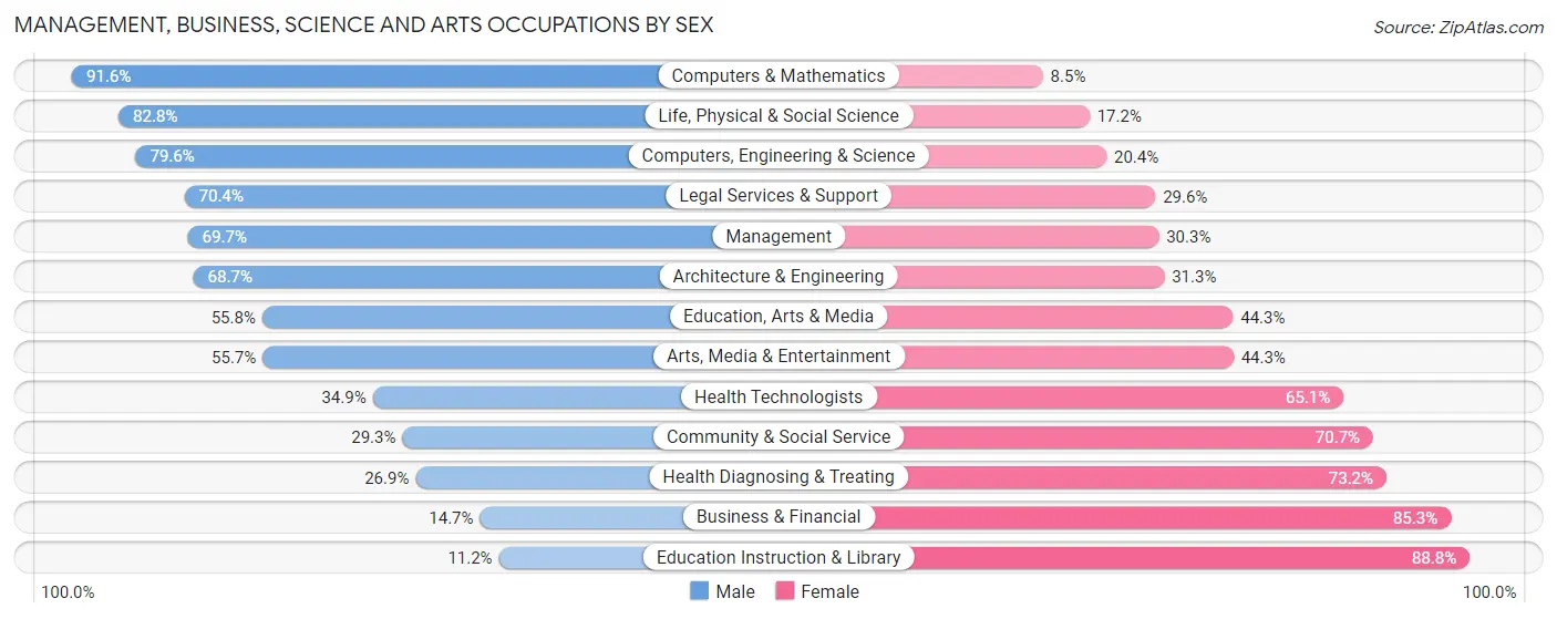 Management, Business, Science and Arts Occupations by Sex in Beadle County