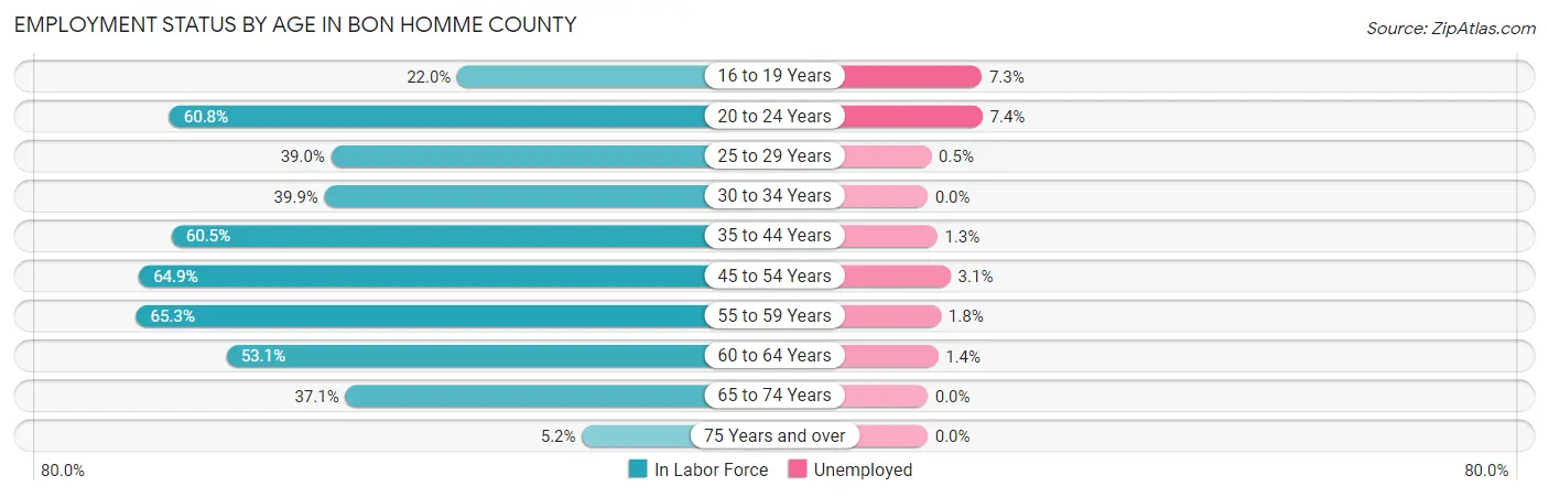 Employment Status by Age in Bon Homme County