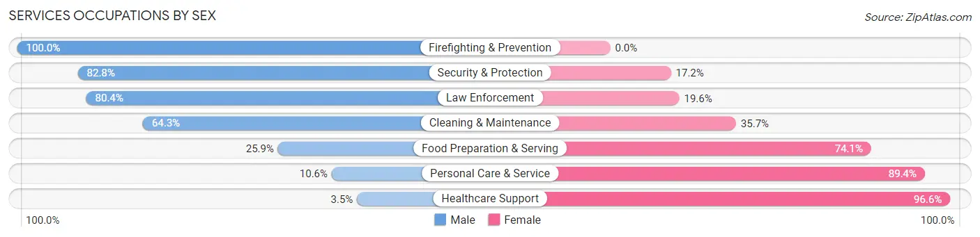 Services Occupations by Sex in Bon Homme County
