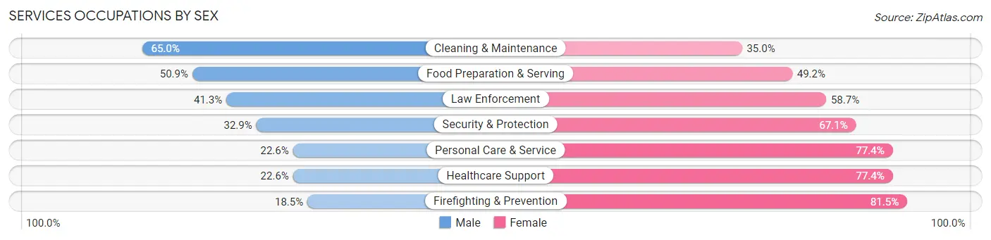 Services Occupations by Sex in Brookings County