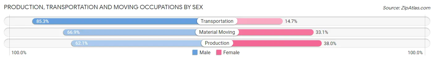 Production, Transportation and Moving Occupations by Sex in Brown County
