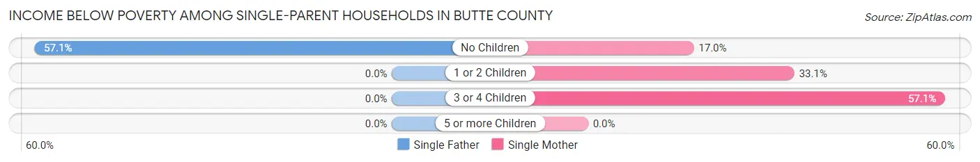 Income Below Poverty Among Single-Parent Households in Butte County