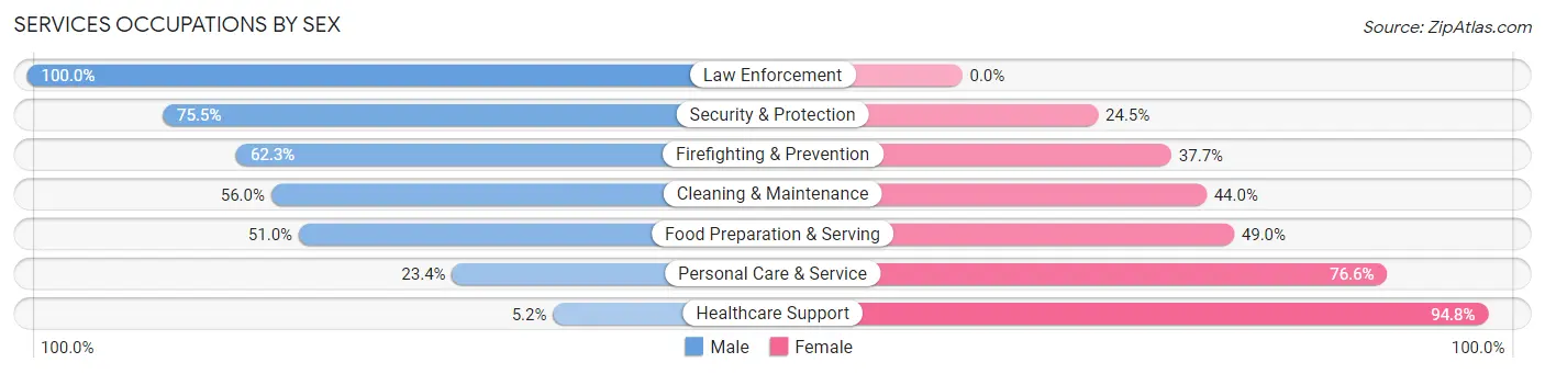 Services Occupations by Sex in Clay County