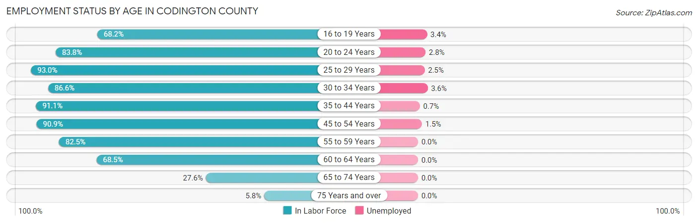 Employment Status by Age in Codington County