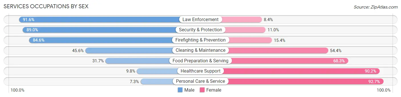 Services Occupations by Sex in Davison County