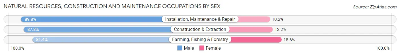 Natural Resources, Construction and Maintenance Occupations by Sex in Grant County