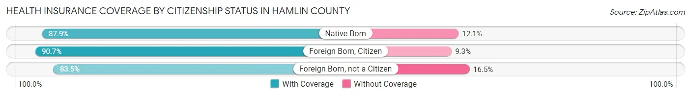 Health Insurance Coverage by Citizenship Status in Hamlin County