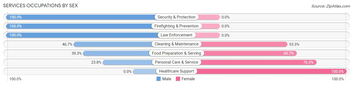Services Occupations by Sex in Hamlin County