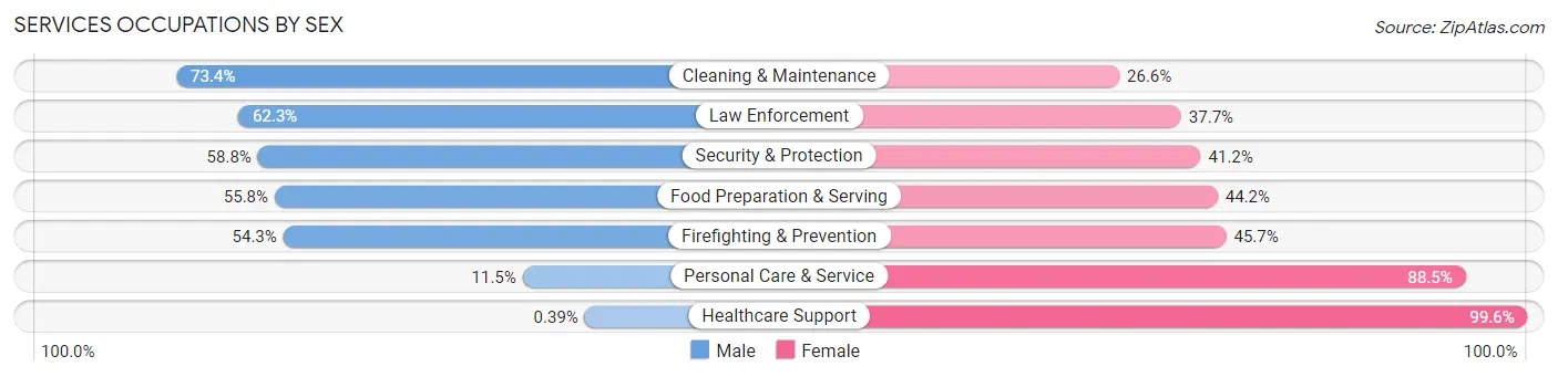 Services Occupations by Sex in Hughes County