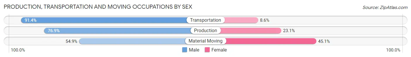 Production, Transportation and Moving Occupations by Sex in Hutchinson County