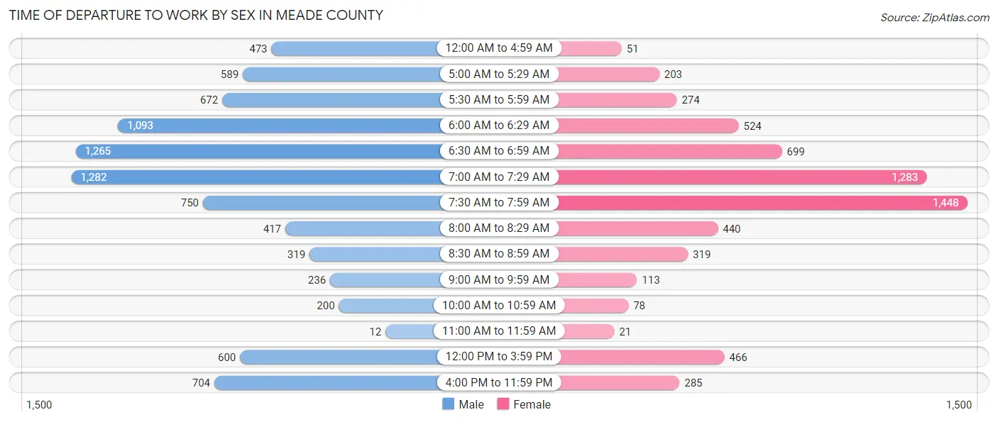 Time of Departure to Work by Sex in Meade County