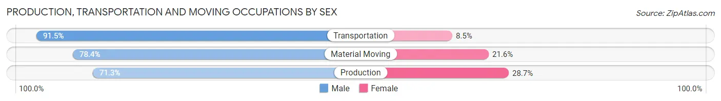 Production, Transportation and Moving Occupations by Sex in Minnehaha County