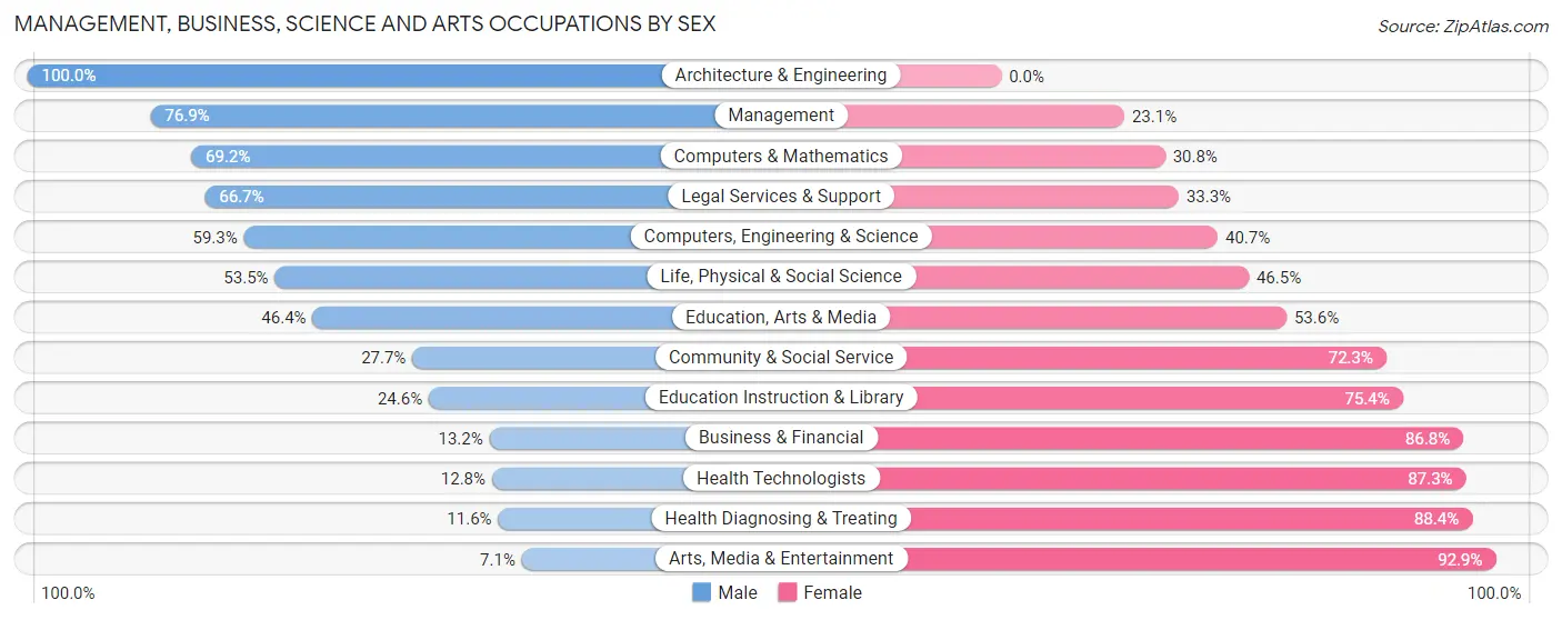 Management, Business, Science and Arts Occupations by Sex in Spink County