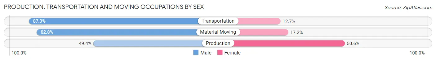 Production, Transportation and Moving Occupations by Sex in Spink County