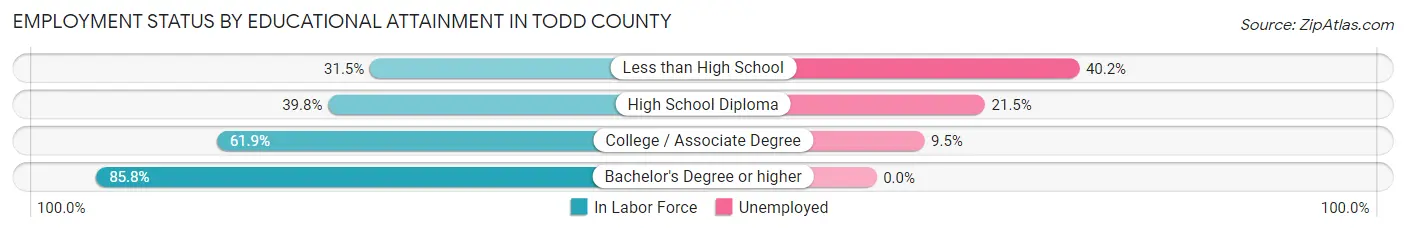 Employment Status by Educational Attainment in Todd County
