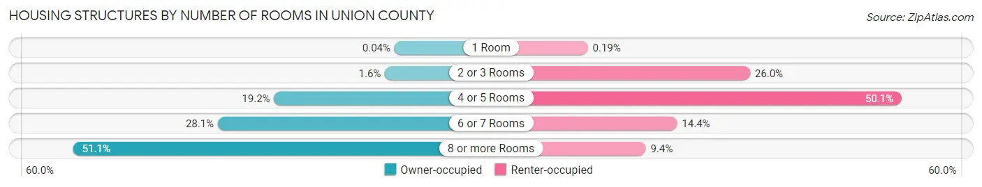 Housing Structures by Number of Rooms in Union County