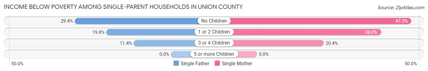 Income Below Poverty Among Single-Parent Households in Union County
