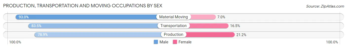 Production, Transportation and Moving Occupations by Sex in Yankton County