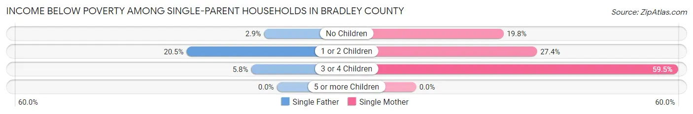 Income Below Poverty Among Single-Parent Households in Bradley County