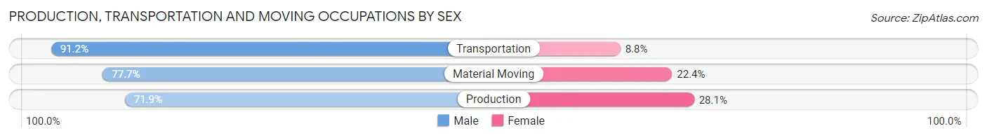 Production, Transportation and Moving Occupations by Sex in Loudon County