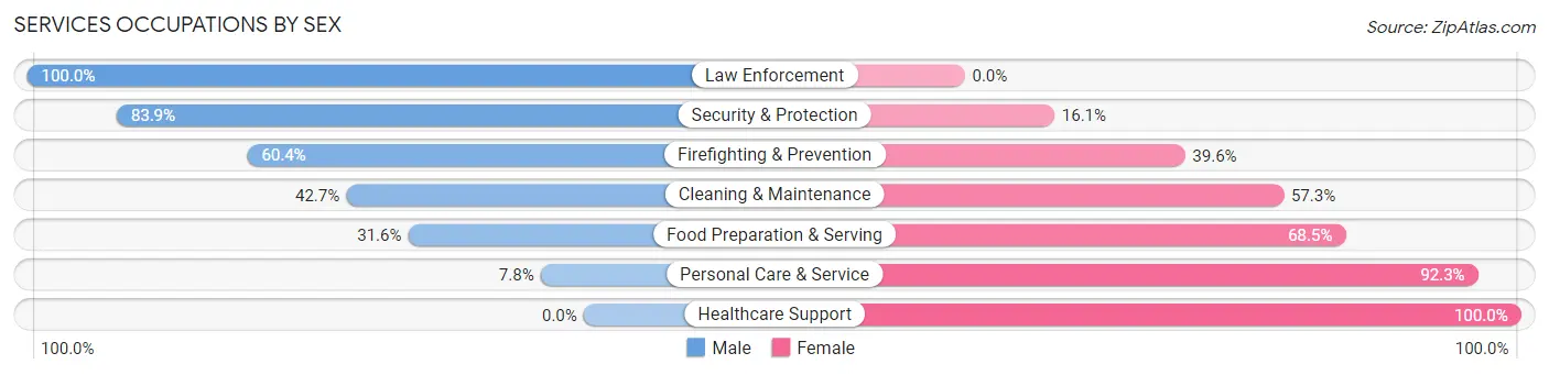 Services Occupations by Sex in Duchesne County