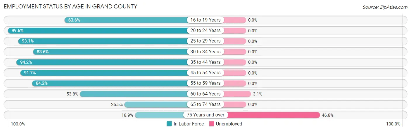 Employment Status by Age in Grand County