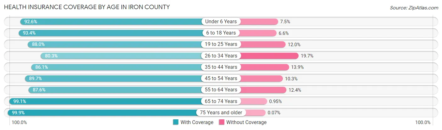 Health Insurance Coverage by Age in Iron County