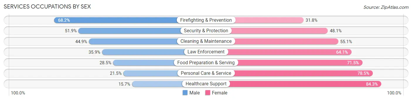 Services Occupations by Sex in Iron County