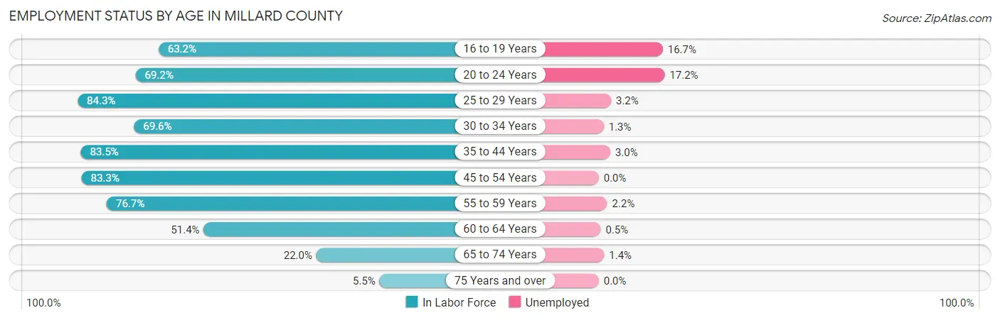 Employment Status by Age in Millard County