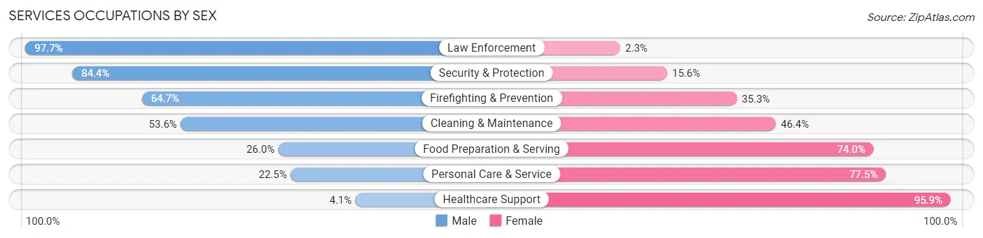 Services Occupations by Sex in Sanpete County