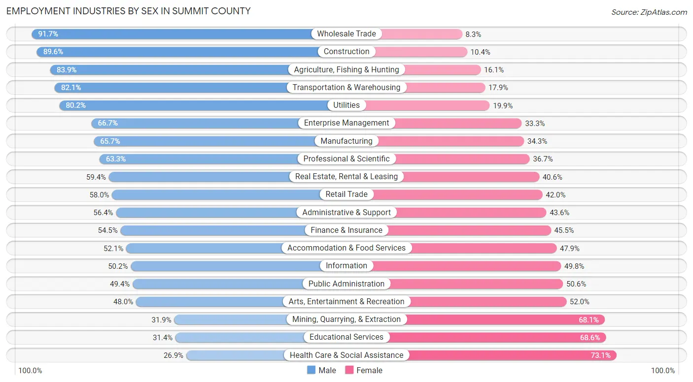 Employment Industries by Sex in Summit County