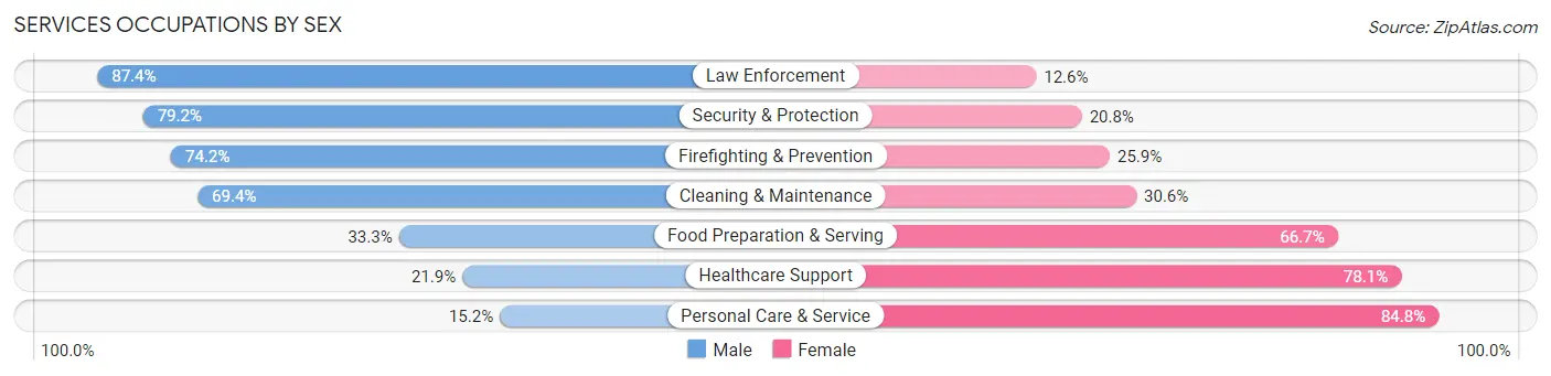 Services Occupations by Sex in Tooele County